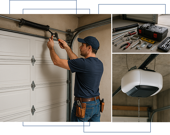 Custom Garage Door Options in Santa Monica CA | Just Garage Door Repair Technician showing custom garage door options to a homeowner in Santa Monica